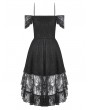 Dark in love Black Romantic Gothic Lace Layered High-Low Party Dress