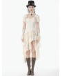 Dark in love Ivory Steampunk Layered Lace Ruffle Asymmetrical Dress