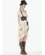 Dark in love Ivory Steampunk Layered Lace Ruffle Asymmetrical Dress