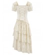 Dark in love Ivory Steampunk Layered Lace Ruffle Asymmetrical Dress