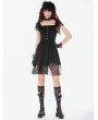 Dark in love Black Gothic Lolita Sweet Bow Lace Trim Short Dress