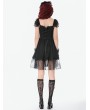 Dark in love Black Gothic Lolita Sweet Bow Lace Trim Short Dress