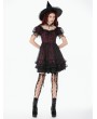 Dark in love Red and Black Lace Gothic Star Tassel Short Puff Sleeve Dress