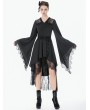 Dark in love Black Gothic Floral Lace Kimono Long Sleeve High Low Dress