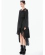 Dark in love Black Gothic Floral Lace Kimono Long Sleeve High Low Dress