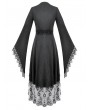 Dark in love Black Gothic Floral Lace Kimono Long Sleeve High Low Dress