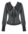 Dark in love Black Gothic Striped Peter Pan Collar Shirt for Women