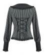 Dark in love Black Gothic Striped Peter Pan Collar Shirt for Women