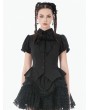 Dark in love Black Gothic Women's Lace-Up Blouse with Detachable Bowtie