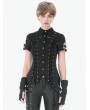 Dark in love Black Gothic Cut Out Lace-Up Eyelet Punk Shirt for Women