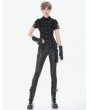 Dark in love Black Gothic Cut Out Lace-Up Eyelet Punk Shirt for Women