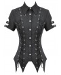 Dark in love Black Gothic Cut Out Lace-Up Eyelet Punk Shirt for Women