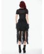 Dark in love Black Gothic Sheer Ruffle Puff Sleeve Blouse for Women