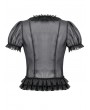 Dark in love Black Gothic Sheer Ruffle Puff Sleeve Blouse for Women