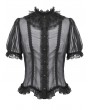 Dark in love Black Gothic Mesh Sheer Lace Ruffle Blouse for Women