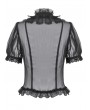 Dark in love Black Gothic Mesh Sheer Lace Ruffle Blouse for Women