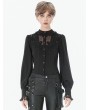 Dark in love Black Noble Gothic Embroidered Lace Applique Blouse for Women