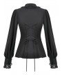 Dark in love Black Noble Gothic Embroidered Lace Applique Blouse for Women