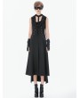 Dark in love Black Gothic Punk Sleeveless Long Fitted Coat for Women