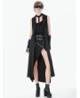 Dark in love Black Gothic Punk Sleeveless Long Fitted Coat for Women