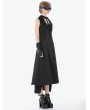 Dark in love Black Gothic Punk Sleeveless Long Fitted Coat for Women