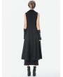Dark in love Black Gothic Punk Sleeveless Long Fitted Coat for Women