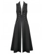 Dark in love Black Gothic Punk Sleeveless Long Fitted Coat for Women