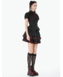 Dark in love Black and Red Gothic Tiered Ruffle Short Skirt