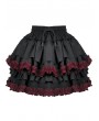 Dark in love Black and Red Gothic Tiered Ruffle Short Skirt