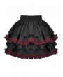 Dark in love Black and Red Gothic Tiered Ruffle Short Skirt