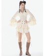 Dark in love Ivory Steampunk Gothic Lace Ruffled High Low Skirt
