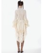 Dark in love Ivory Steampunk Gothic Lace Ruffled High Low Skirt