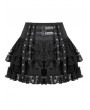 Dark in love Black Gothic Punk Eyelet Lace Layered Mini Skirt