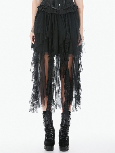 Dark in love Black Gothic Dark Fairy Layered Lace Mesh Skirt