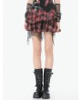 Dark in love Red and Black Plaid Gothic Punk Distressed Chain Skirt