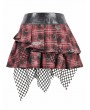Dark in love Red and Black Plaid Gothic Punk Distressed Chain Skirt