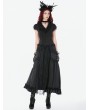 Dark in love Black Gothic Baroque Floral Lace Layered Maxi Skirt