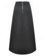 Dark in love Black Gothic Punk Multi-Pocket Cutout Belted Long Skirt