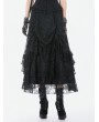 Dark in love Black Vintage Gothic Lace Ruffle Layered Maxi Skirt