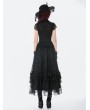 Dark in love Black Vintage Gothic Lace Ruffle Layered Maxi Skirt
