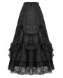 Dark in love Black Vintage Gothic Lace Ruffle Layered Maxi Skirt