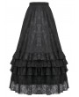 Dark in love Black Vintage Gothic Lace Ruffle Layered Maxi Skirt