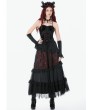 Dark in love Black and Red Dark Gothic Spliced Lace Maxi Skirt