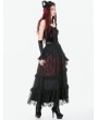 Dark in love Black and Red Dark Gothic Spliced Lace Maxi Skirt