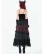 Dark in love Black and Red Dark Gothic Spliced Lace Maxi Skirt