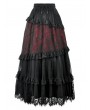 Dark in love Black and Red Dark Gothic Spliced Lace Maxi Skirt