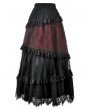 Dark in love Black and Red Dark Gothic Spliced Lace Maxi Skirt