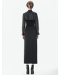 Dark in love Black Gothic Punk Utility Asymmetric Zip Slit Long Skirt
