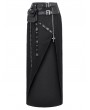 Dark in love Black Gothic Punk Utility Asymmetric Zip Slit Long Skirt