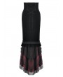 Dark in love Black Gothic Elegant Velvet Lace Appliqued Mermaid Skirt